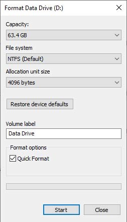 Format Data Drive